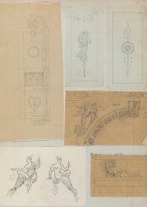 Page from a Scrapbook containing Drawings and Several Prints of Architecture
