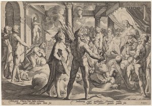 Phaeton Asking for the Chariot by Workshop of Hendrick Goltzius, after Hendrick Goltzius