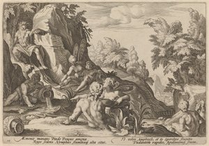 The River God Peneus Surrounded by Other Divinities by Workshop of Hendrick Goltzius, after Hendrick Goltzius