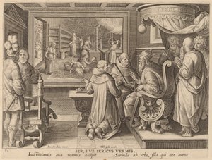 Silk, or the Silkworm by Workshop of Philip Galle after Jan van der Straet