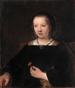 Young Woman with a Carnation by Workshop of Rembrandt van Rijn