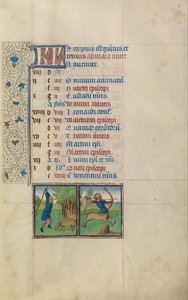 A Man Knocking Acorns from a Tree; Zodiacal Sign of Sagittarius