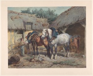 Horses by a Stable by Wouter  Verschuur