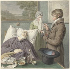 Doctor Visiting a Sick Old Woman in Bed
