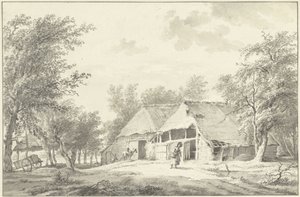 Landscape with Farm and Woman with Basket