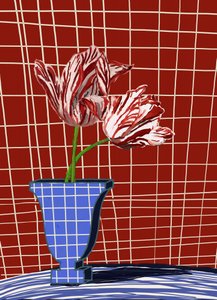 Striped Tulips Modern Still Life by XHOZUCAN