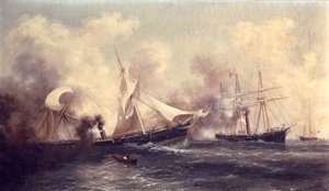 U.S.S. Kearsarge Sinking the Alabama by Xanthus Russell Smith