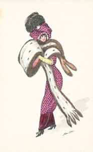Elegant Parisian woman, with long fur stole