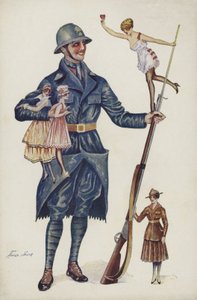 Soldier Surrounded by Girls