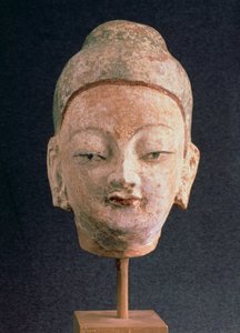 Head of a statue of Buddha, from Bezeklik, 9th-10th century