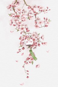 Sakura Lucky Cat Bell by Xuan Thai