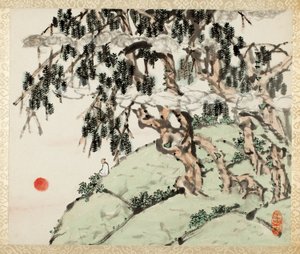 Landscape and Figure, from an album of Landscapes and Calligraphy for Liu Songfu by Xugu