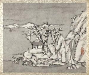 Landscape and Figure, from an album of Landscapes and Calligraphy for Liu Songfu by Xugu