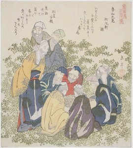 The Nine Old Men of Mount Xiang, from the series "A Set of Ten Famous Numbers for the Katsushika Circle"