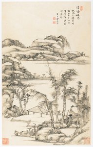 Autumnal Contemplation in Clean Pond, from an album of 12 leaves by Yongxi Jin