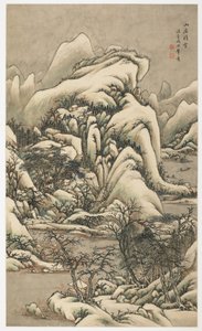 Snow in Mountain Villa, from an album of 12 leaves by Yongxi Jin