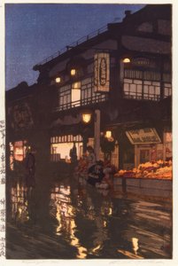 Kagurazaka Street at Night, After the Rain