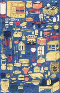 Various Household Items by Utagawa Yoshikazu by Yoshikazu Utagawa