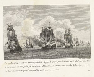 Jan Bart Recaptures Grain Ships from a Dutch Squadron, 1694 by Yves Marie Le Gouaz