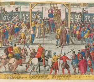 The Execution of Spell of Brabant, who had brought other innocent people back to life by Zacharias (school of) Dolendo