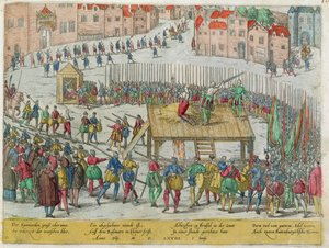 The Execution of Twenty Noble Leaders including Counts Egmont and Horn by the Duke of Alva in Brussels by Zacharias (school of) Dolendo