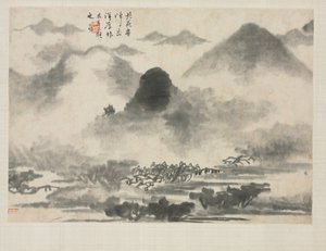 Landscape Album in Various Styles: Landscape after Mi Fei, 1684