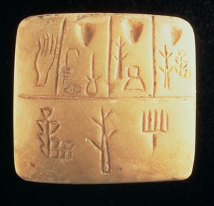 Tablet with pictographic inscription, Mesopotamian, late 4th century BC by Hippolyte Lalaise Devéria