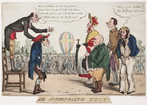An Appropriate Text!, Satirical Ballooning Sketch, circa 1842