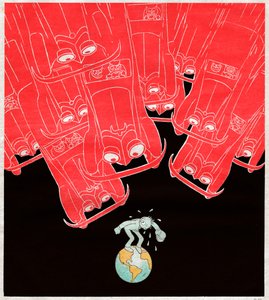 Cars attacking the last pedestrian on earth. 1929 (Caricature) by . .