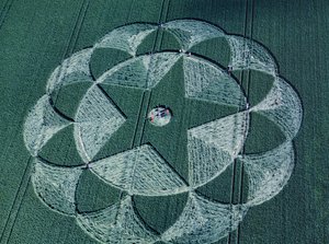Crop circle in barley field, Avebury Trusloe, Wiltshire, 20th June 1998 by Ferdinand Georg Waldmuller