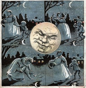 Moon in a puddle by Ferdinand Georg Waldmuller