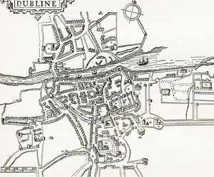 Map of Dublin, Ireland in 1610, from Our Own Country published 1898 by Ferdinand Georg Waldmuller