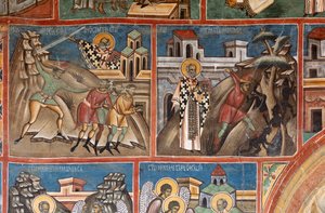 Voronet Monastery, The Church (Exterior, Mural Paintings, South Side, Left Part) by . .