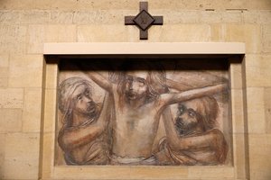 Orval Trappist Abbey, Belgium. Church. Way of the Cross. 11th Station by . .