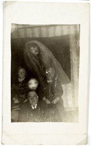 Paranormal Phenomenon: Portrait of Three Elderly People, the Spirit of a Woman Appearing Behind Them by Frederick (attr. to) Barnard