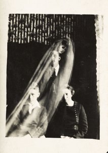 Paranormal Phenomenon: Portrait of a Woman and Two Men, and the Spirit of a Woman Appearing Behind Them by Frederick (attr. to) Barnard
