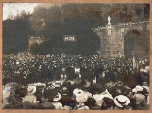 Pilgrimage to Lourdes, 1910 (b/w photo) by . .