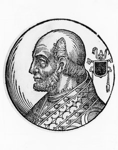 Portrait of Theodorus I (died 649), 73rd Pope of Catholic Church from 642, engraving