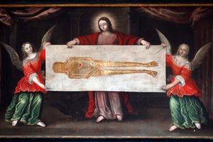 Saint Pierre Church. The Shroud of Turin. Beaume Les Messieurs. France. by . .
