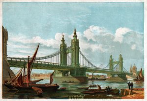 The Chelsea Bridge, London. Around 1860