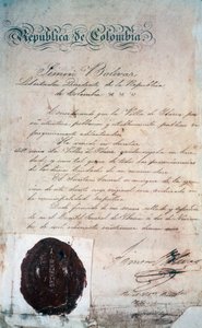 The act by which Simon Bolivar declared the city of San Miguel de Ibarra, capital of the surrounding province, at that time part of Greater Colombia (today Ecuador), November 2