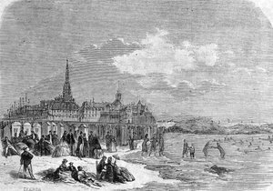 View of bathers on the beach of Saint Malo by . .