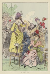 At the Grand Prix by after Albert Robida