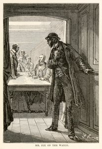 Mr. Fix on the watch, from Around the World in Eighty Days by Jules Verne by after Alphonse Marie de Neuville