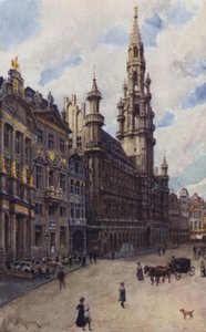The Hotel de Ville, a Corner of the Grande Place by after Amedee Forestier