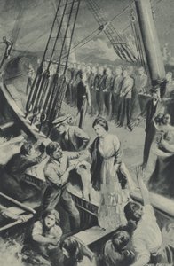 The men of the Birkenhead stand to attention while the ship goes down in the waters by after Charles Mills Sheldon