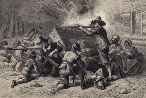 Virginians Defending Themselves Against Indians by after Felix Octavius Carr Darley