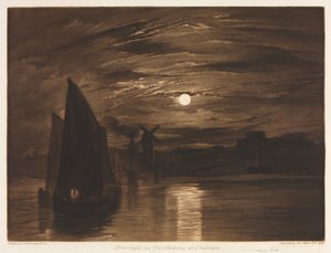 Moonlight on the Medway at Chatham by after Frank Short