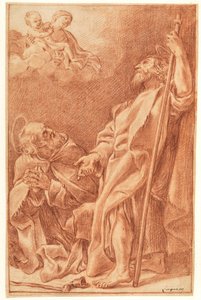 The Madonna and Child with Sts Antony Abbot and James the Greater by after Giovanni Lanfranco