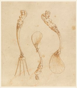 Design for a Fork and Two Spoons by after Giulio Romano